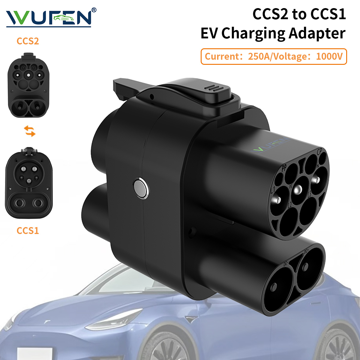 WUFEN CCS2 to CCS1 Adapter AC  - Ccs2 To Ccs1 Fast Charge Adapter 250Kw ulasan dan harga